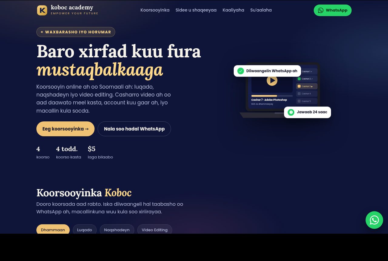 Online academy sample (Somali)